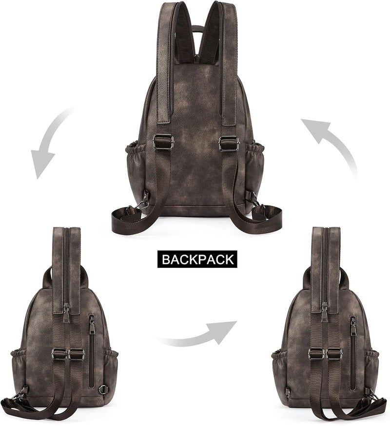 CLUCI Sling Bag for Women Leather Women's Backpack Small Convertible Backpack Purse Crossbody Bag for Travel - Image 3